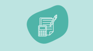 An icon showing a calculator, a pen and an assessment sheet.