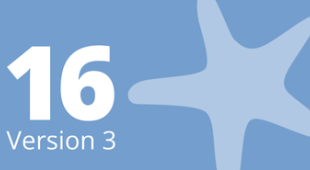 A starfish and the number 16 plus the text ' Version 3'