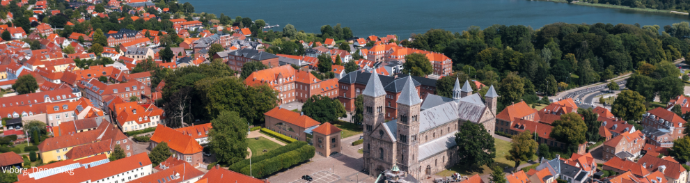 Photo showing an areal view of a city in Denmark 
