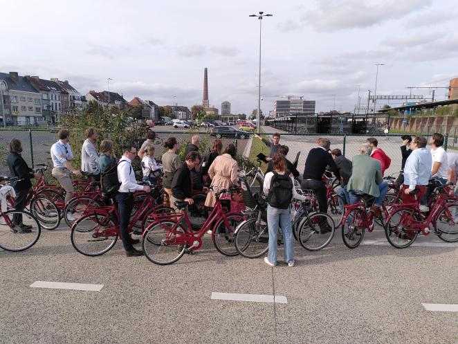 Partners Learing about Cycling ITS infrastructure in Ghent 