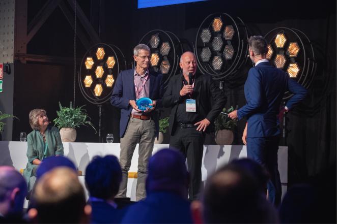 Ronald and Wim receiving the Regiostars Award in the category Connected Europe