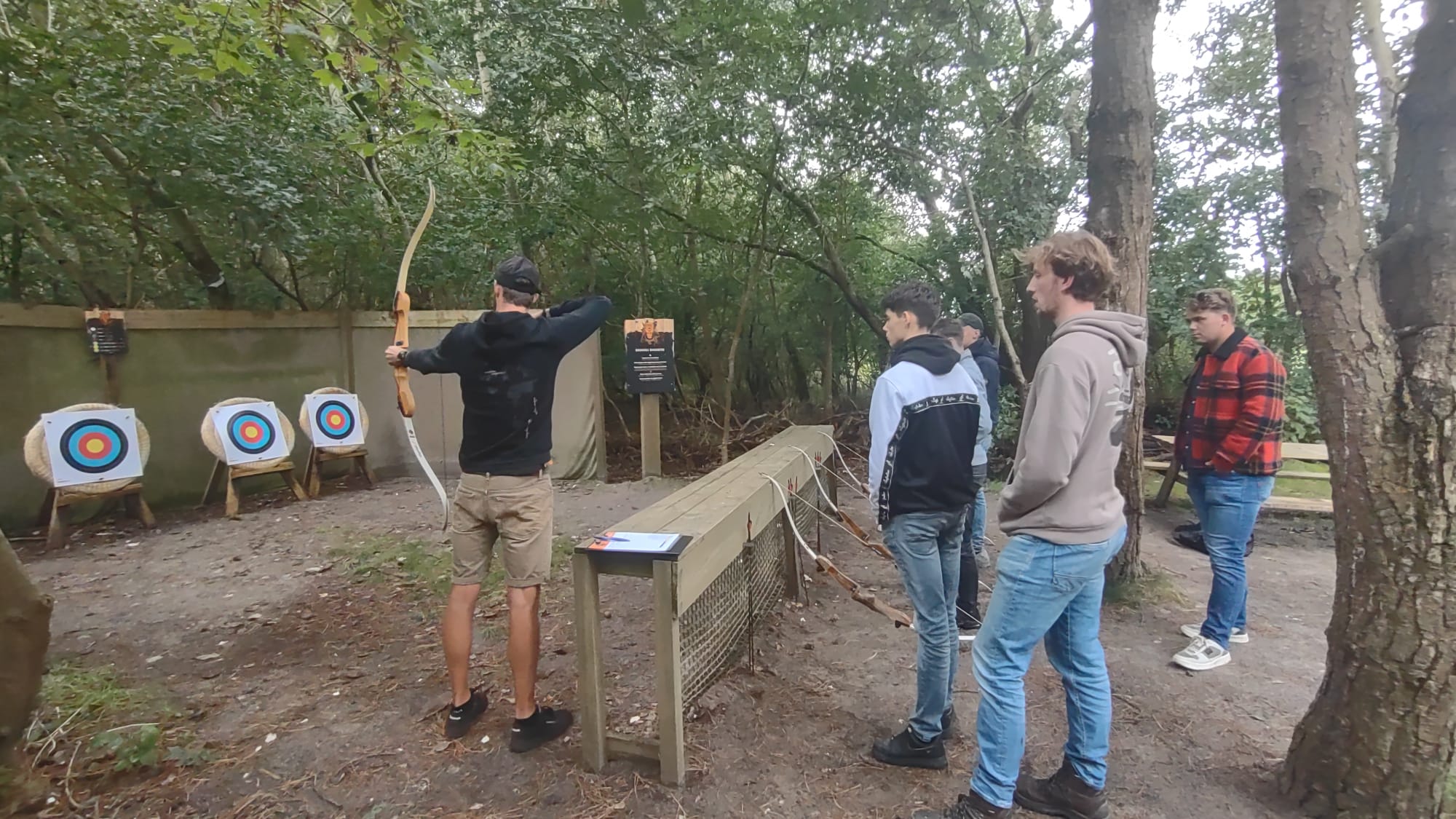 students playing archery