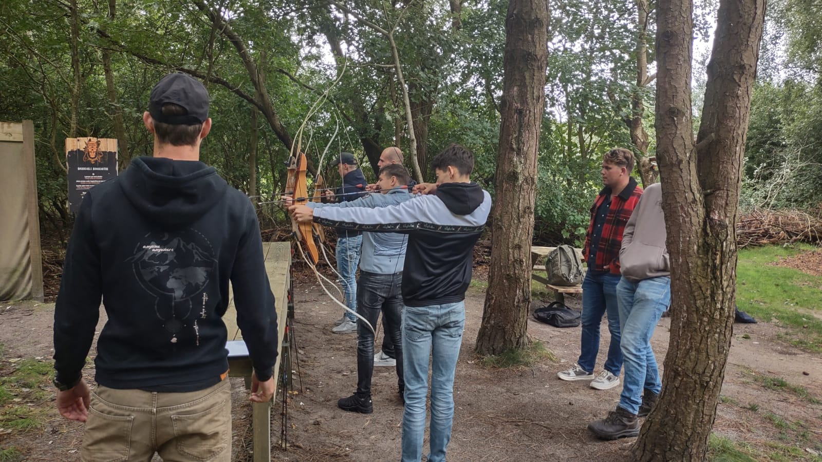 students doing archery