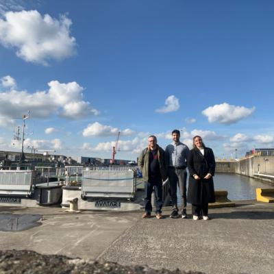 Tom and students in the North Sea Port in Ghent