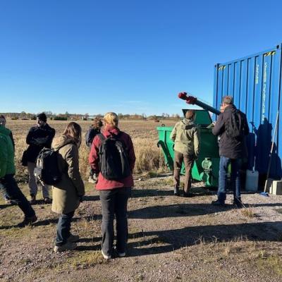 Group visiting biochar installation