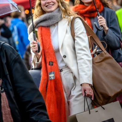 Girls in orange scarfs