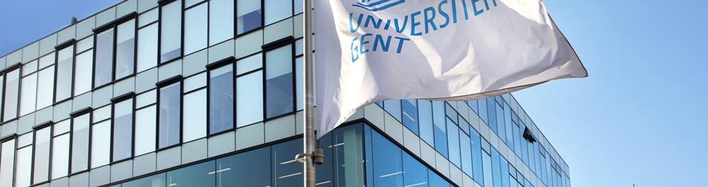 University of Ghent building + flag